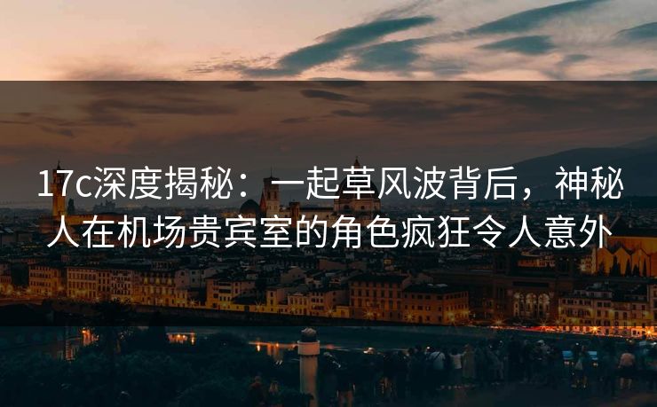 17c深度揭秘：一起草风波背后，神秘人在机场贵宾室的角色疯狂令人意外