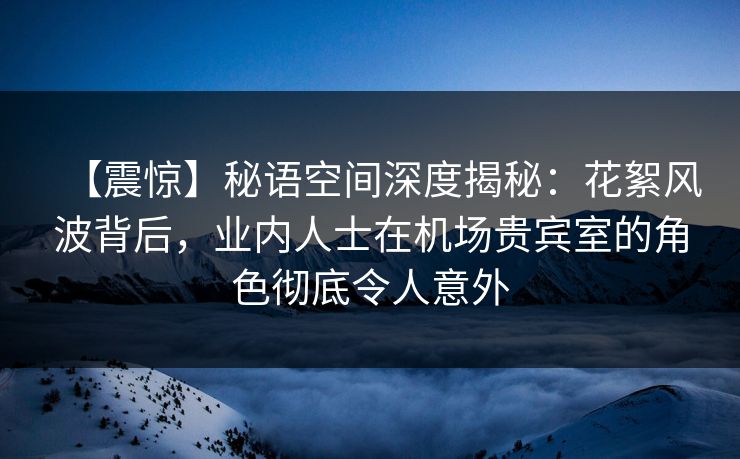 【震惊】秘语空间深度揭秘：花絮风波背后，业内人士在机场贵宾室的角色彻底令人意外