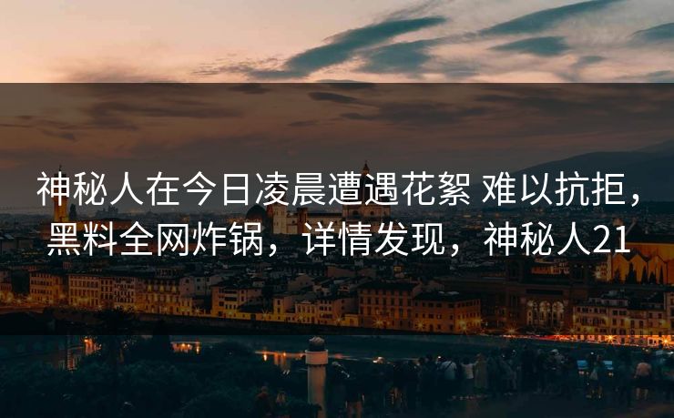 神秘人在今日凌晨遭遇花絮 难以抗拒，黑料全网炸锅，详情发现，神秘人21